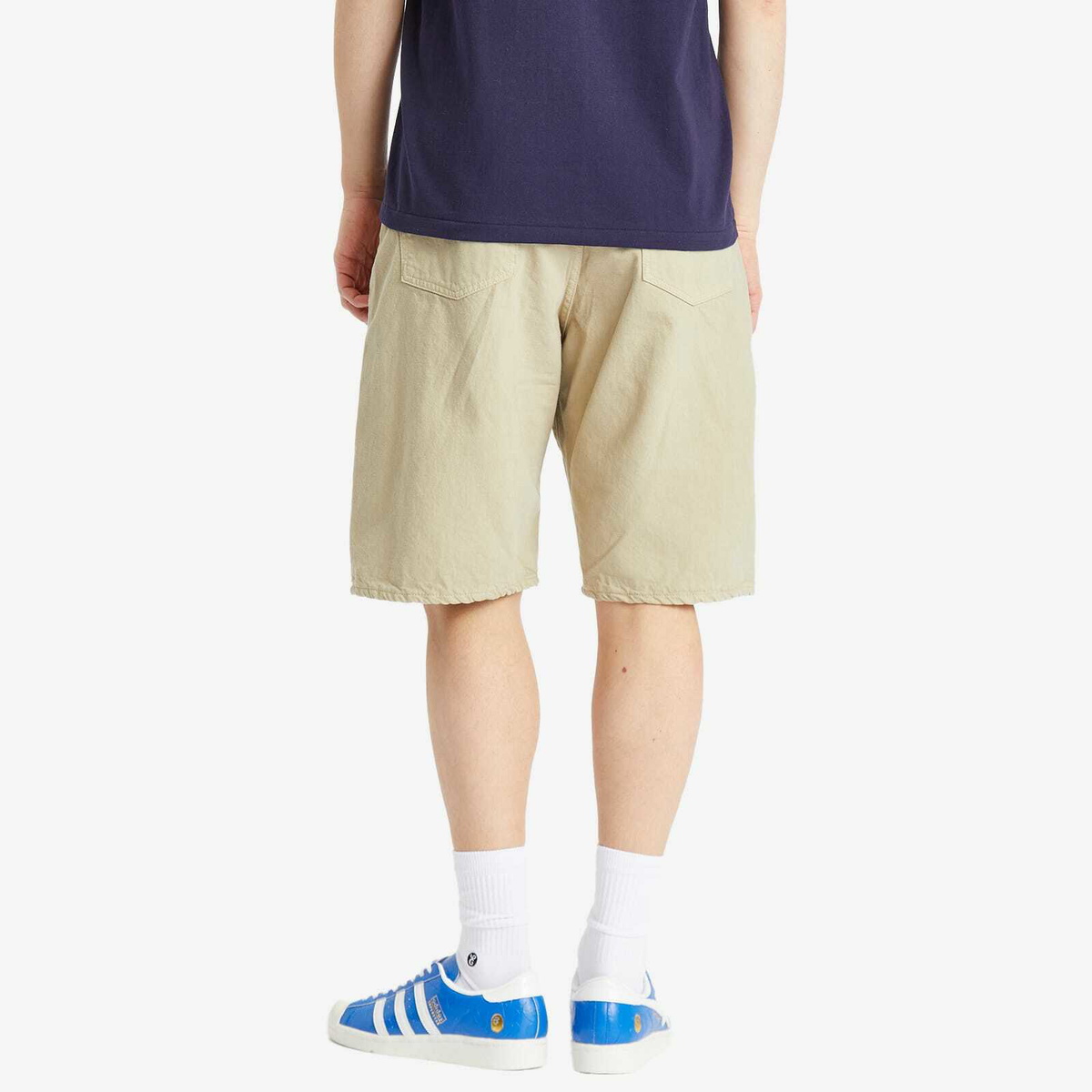 A Bathing Ape Men's Shark Garment Dye Relaxed Fit Denim Shorts in Beige