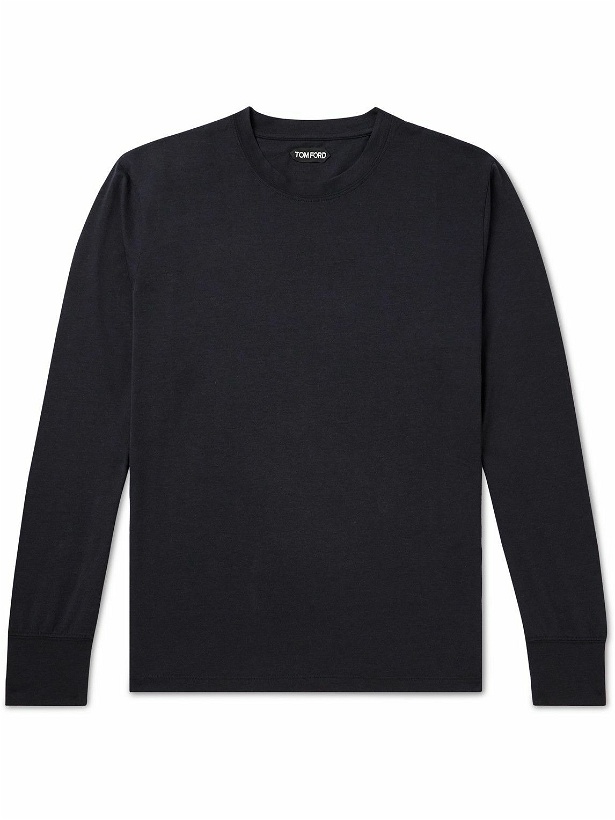 Photo: TOM FORD - Slim-Fit Lyocell and Cotton-Blend Jersey T-Shirt - Black