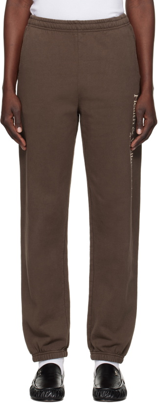Photo: Sporty & Rich Brown H&W Crest Sweatpants
