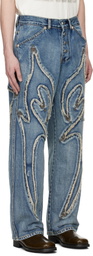 Thug Club Blue Frayed Jeans