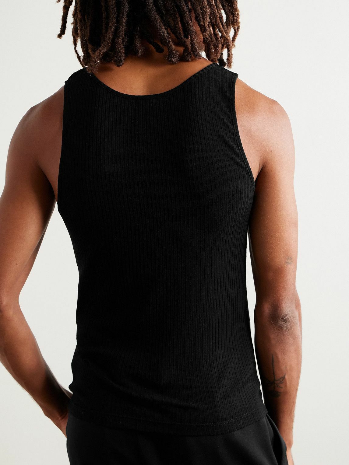 SAINT LAURENT - Cassandre Ribbed Logo-Embroidered Wool Tank