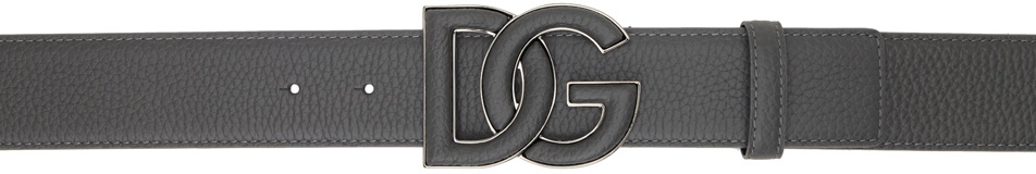 Photo: Dolce&Gabbana Gray Deerskin-Print Calfskin Belt