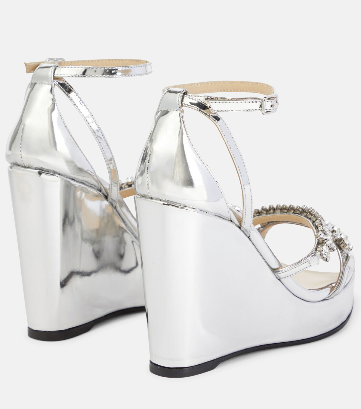【JIMMY CHOO】Bing Wedge 120-Zox-Silver ★関税送料込み Jimmy Choo - Bing Wedge 120 metallic sandals Jimmy Choo