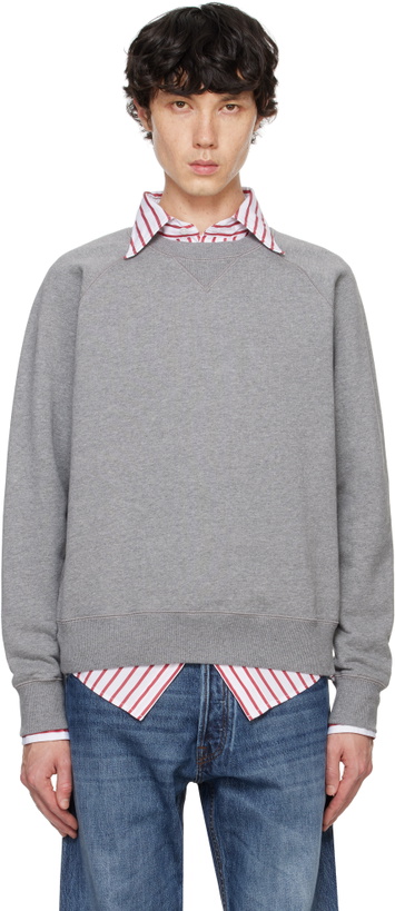 Photo: Drake's Gray Brushed Cotton Jersey Sweatshirt
