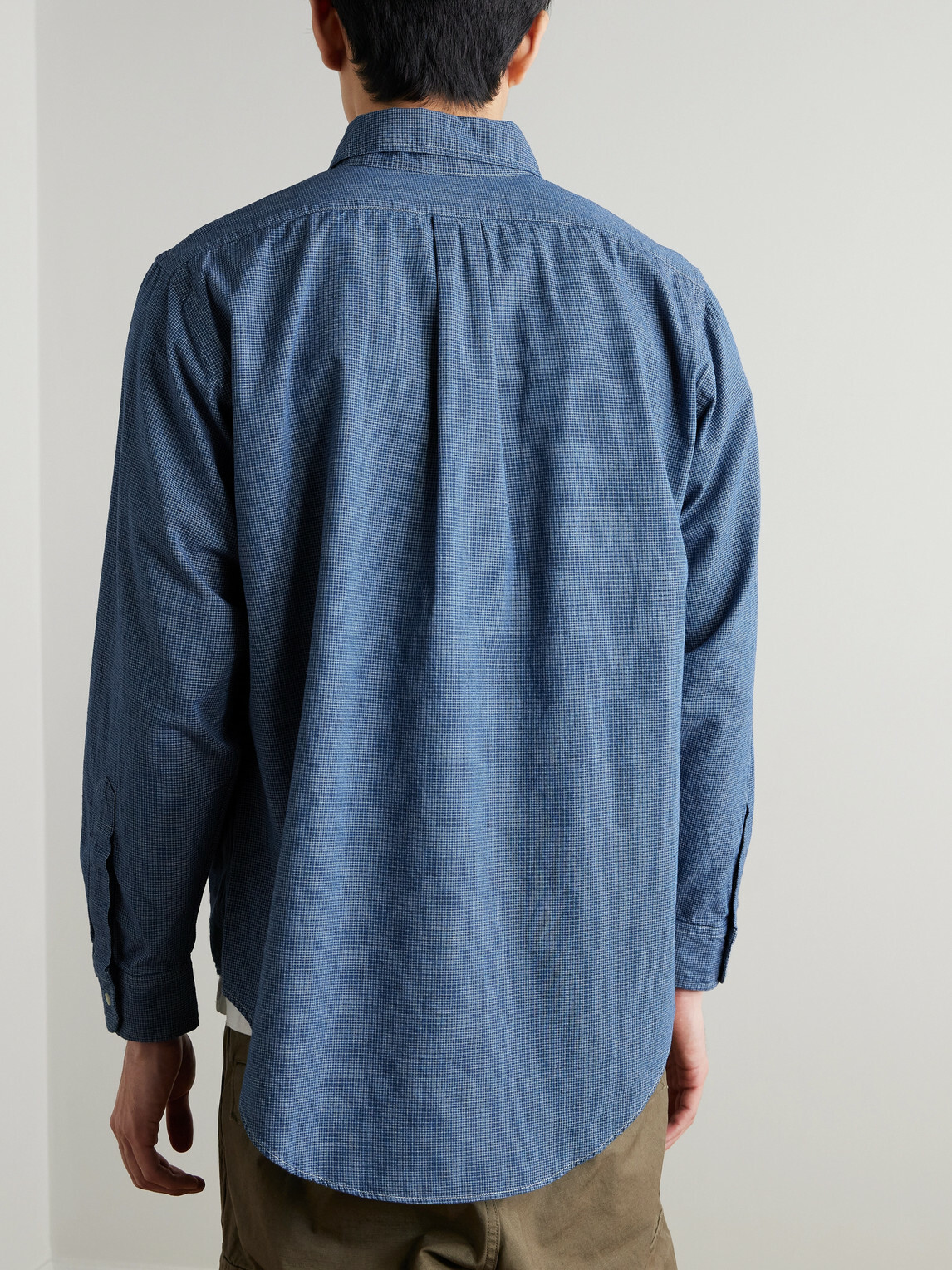 OrSlow - Button-Down Collar Checked Cotton-Chambray Shirt - Blue