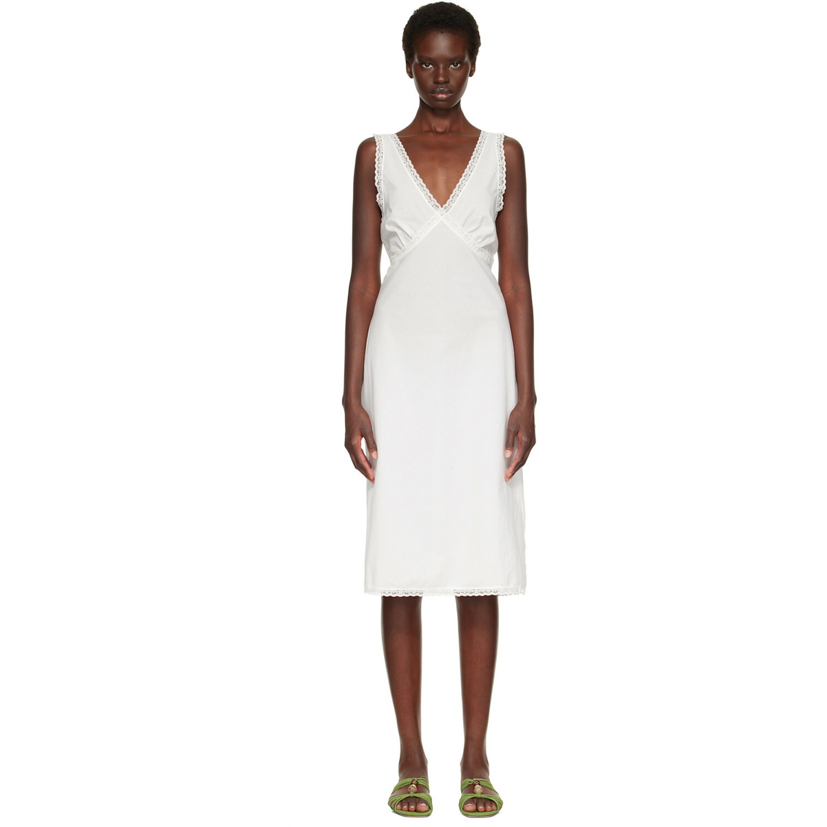 Cou Cou White 'The Iris Slip' Midi Dress