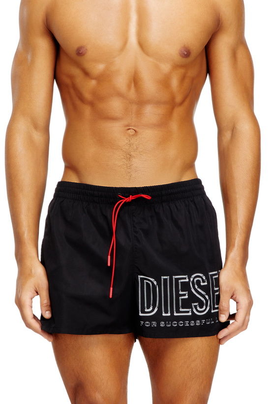 Photo: Diesel Mid-length swim shorts with outline logo - Swim shorts Mens in Black