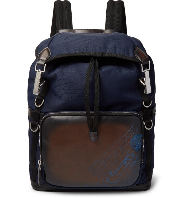 Photo: Berluti - Scritto Leather and Jacquard Backpack - Blue