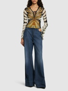 ROBERTO CAVALLI Ray Of Gold Printed Tulle Top