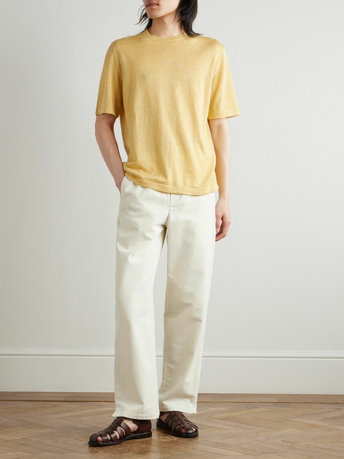 Federico Curradi - Linen and Organic Cotton-Blend T-Shirt - Yellow