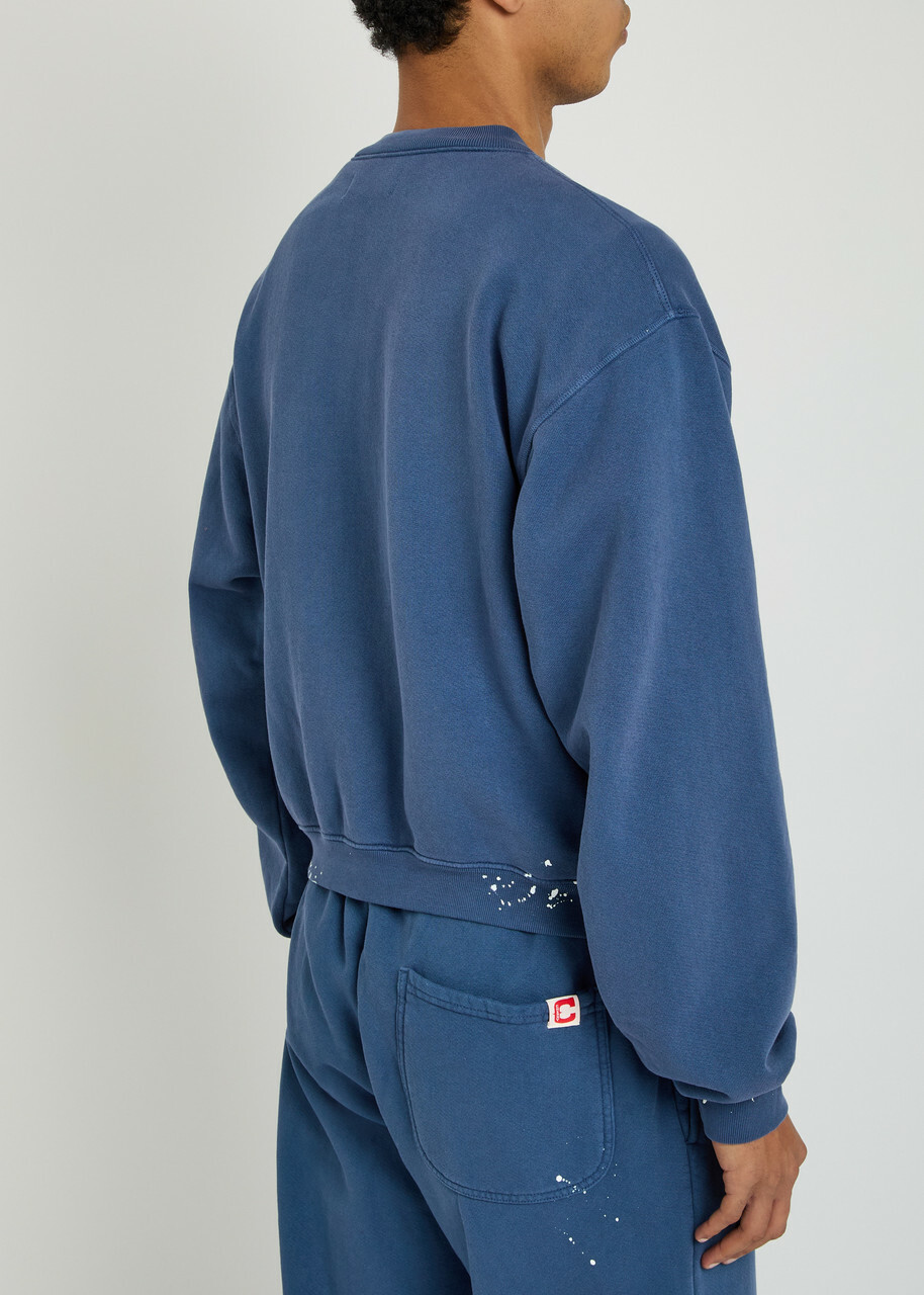 Cherry Los Angeles Logo Appliquéd Zip-through Cotton Sweatshirt Blue
