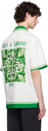 Dolce&Gabbana Green & White Printed-Graphic Shirt