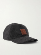 LOEWE - Logo-Appliquéd Leather-Trimmed Wool-Blend Baseball Cap - Gray