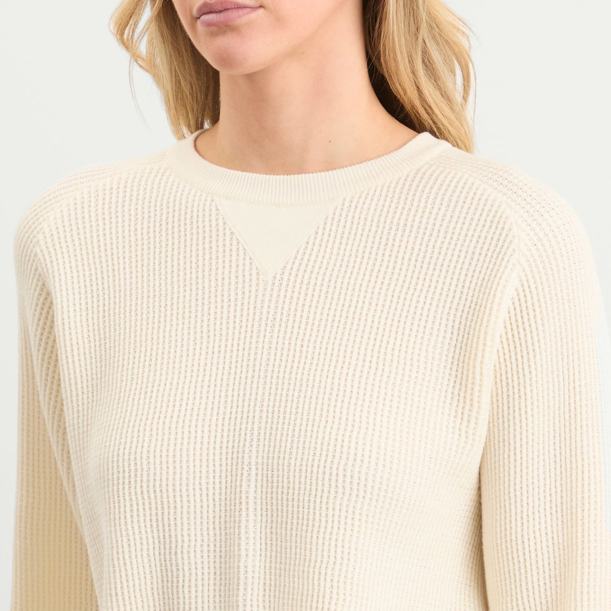 Nothing Written Women's Waffle Knit Pullover in Ivory