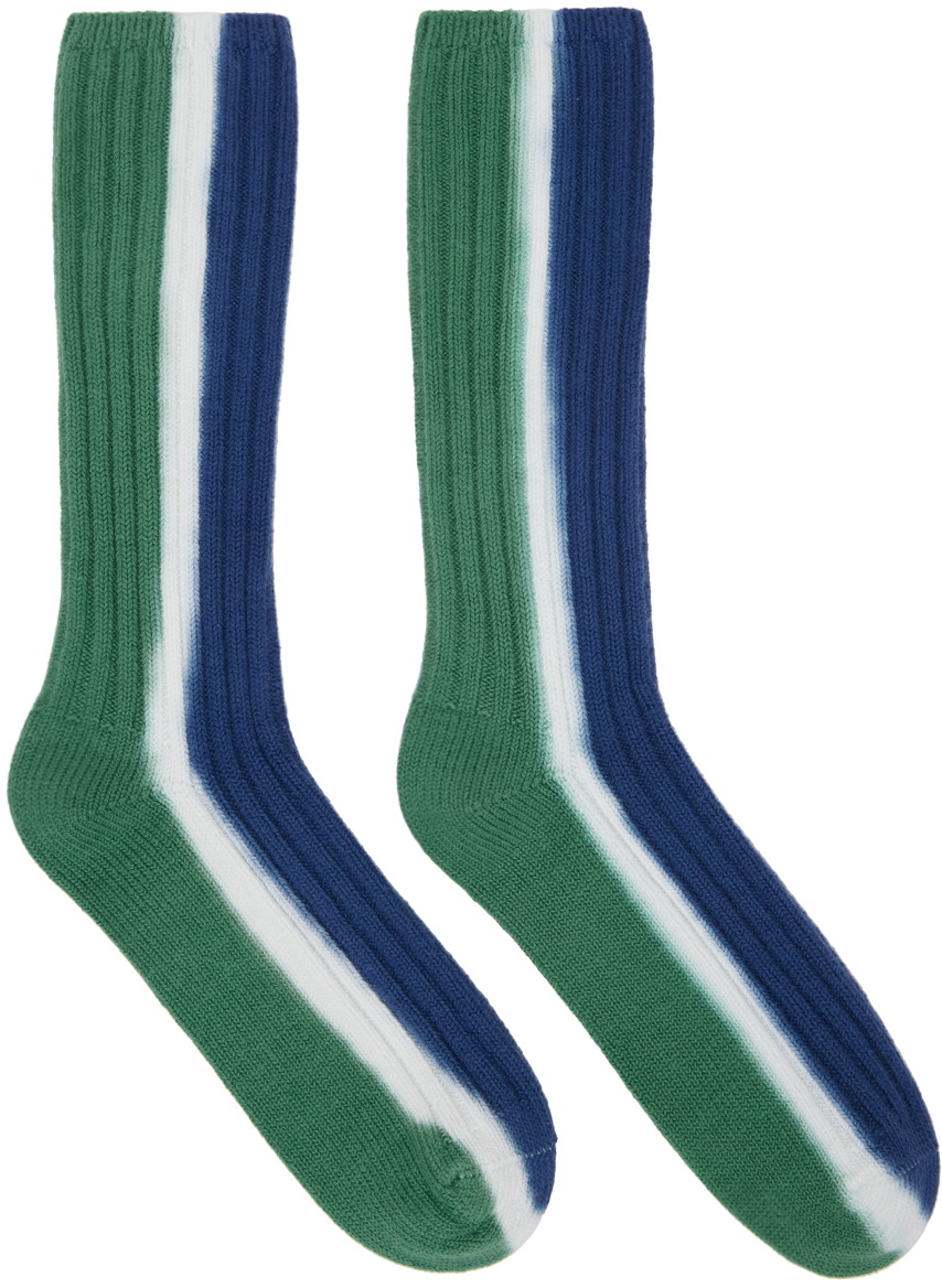 Photo: sacai Green & Navy Vertical Dye Socks