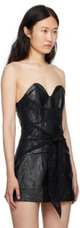 KIM SHUI Black Snake-Embossed Faux-Leather Tank Top