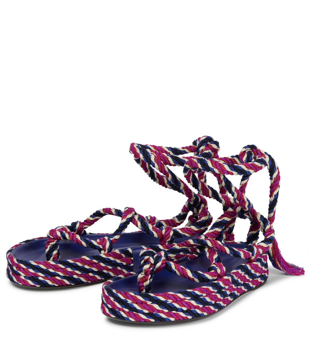 ISABEL MARANT エロル タッセル ラウントトゥ ロフ サンタル Isabel Marant - Erol striped platform thong sandals Isabel