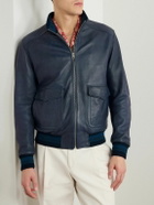 Etro - Leather Bomber Jacket - Blue