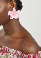 Chloe Bloom Flower Brass Earrings - Pink - One Size
