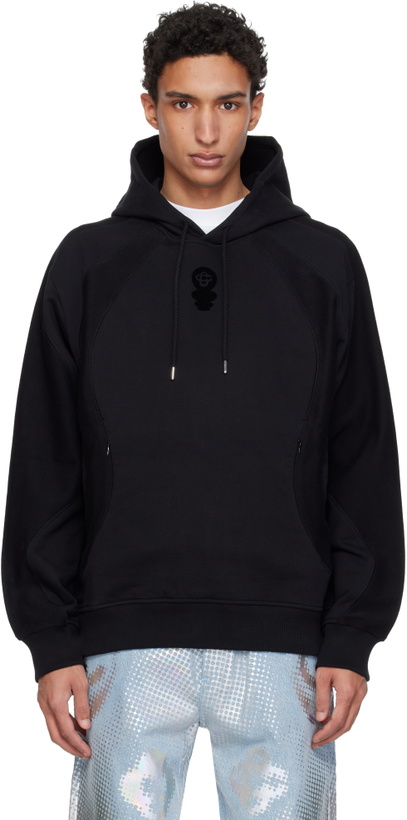 Photo: Casablanca Black Squash Logo Flock Print Hoodie