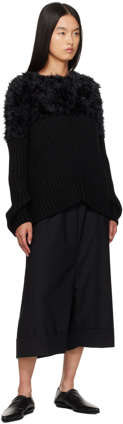 Junya Watanabe Black Mole Jersey Hand Knitting Wool Rib Sweater