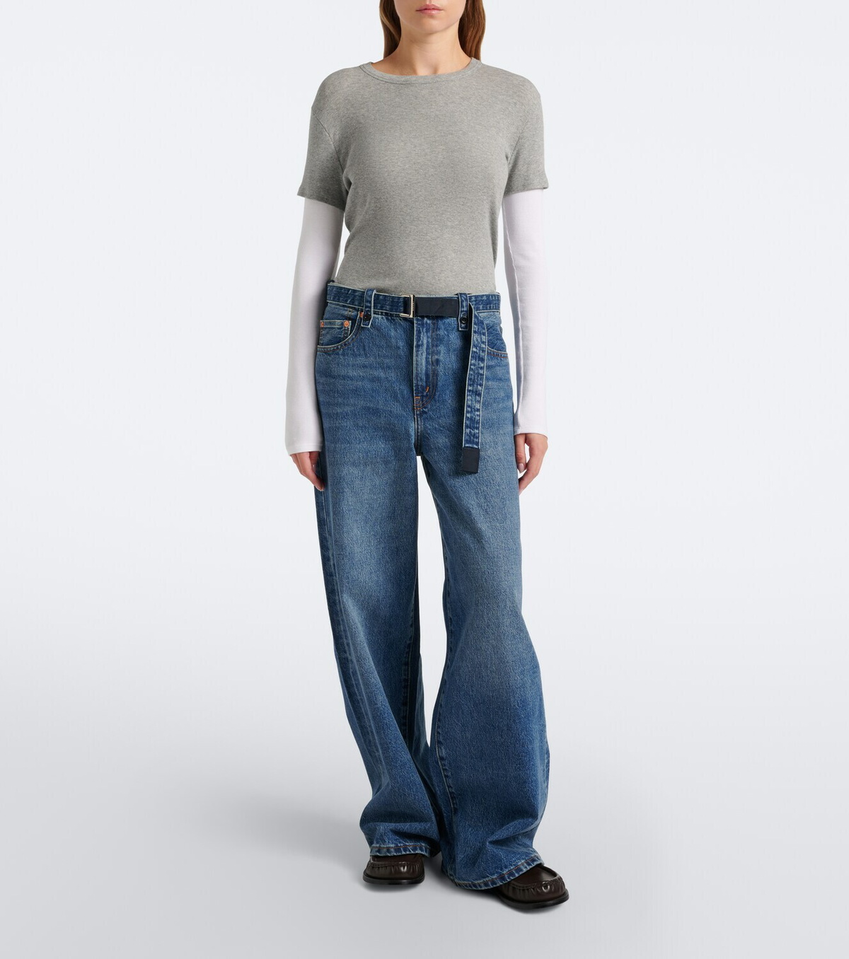 Sacai Belted wide-leg jeans