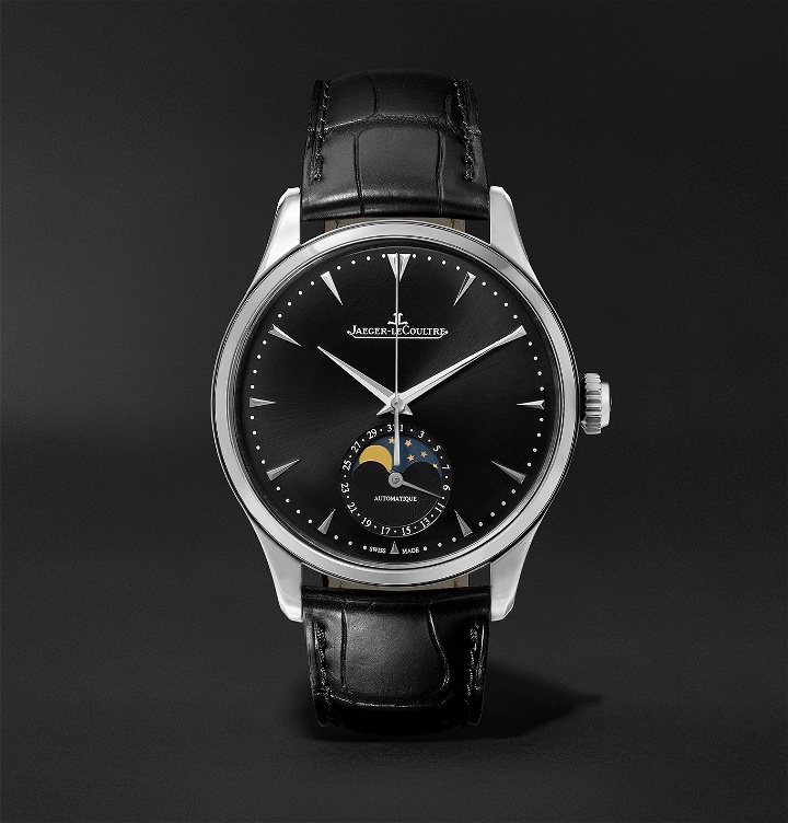 Photo: Jaeger-LeCoultre - Master Ultra Thin Moon Automatic 39mm Stainless Steel and Leather Watch, Ref. No. Q9008480 - Black