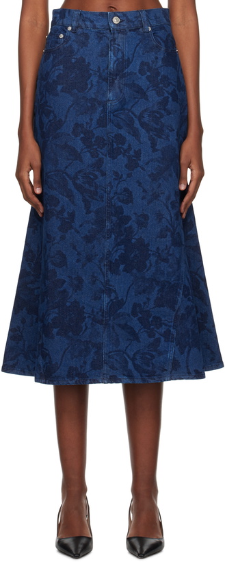 Photo: Erdem Indigo Fishtail Denim Midi Skirt