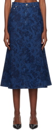 Erdem Indigo Fishtail Denim Midi Skirt