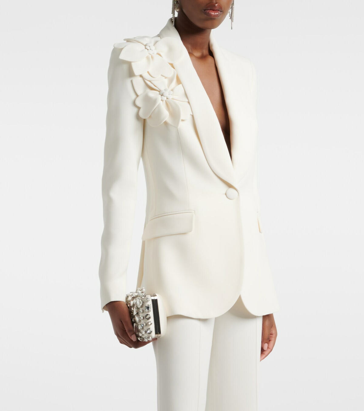 Elie Saab Floral-appliqué cady blazer
