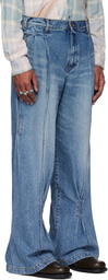 Khoki Blue Pleat-Design Jeans