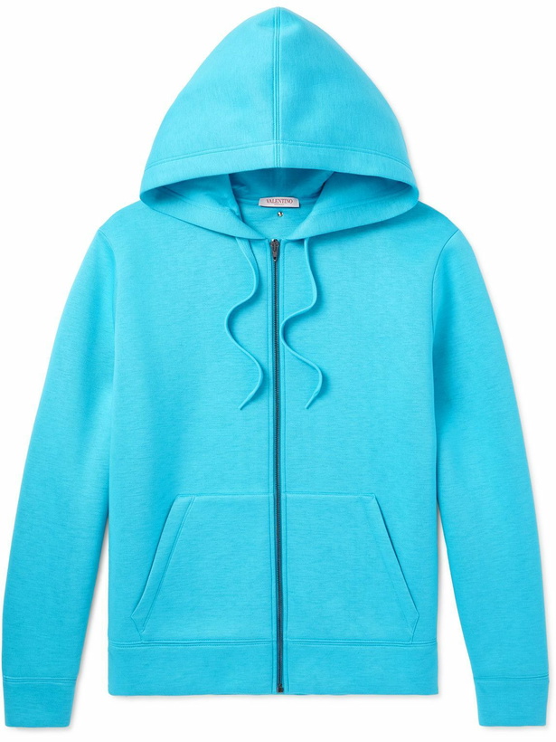 Photo: Valentino Garavani - Scuba Zip-Up Hoodie - Blue
