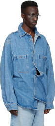 Hed Mayner Blue Patch Pocket Denim Shirt