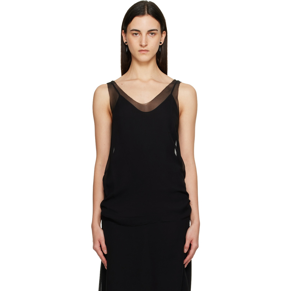 TOTEME Black Chiffon Slip Top