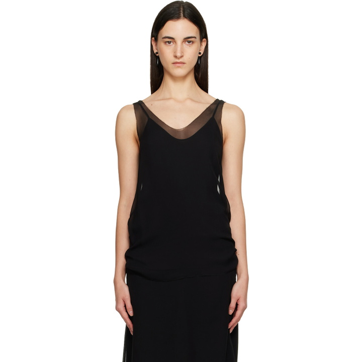 Photo: TOTEME Black Chiffon Slip Top