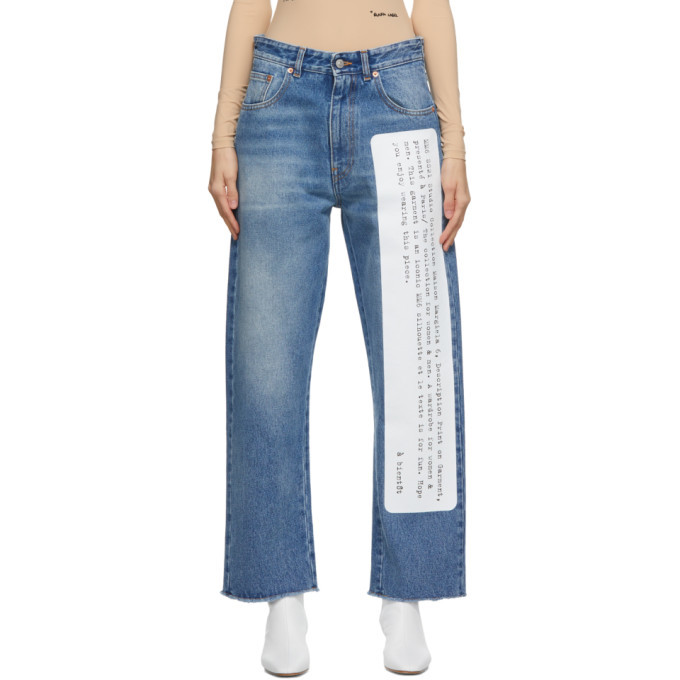 MM6 Maison Margiela Blue Text Graphic Jeans