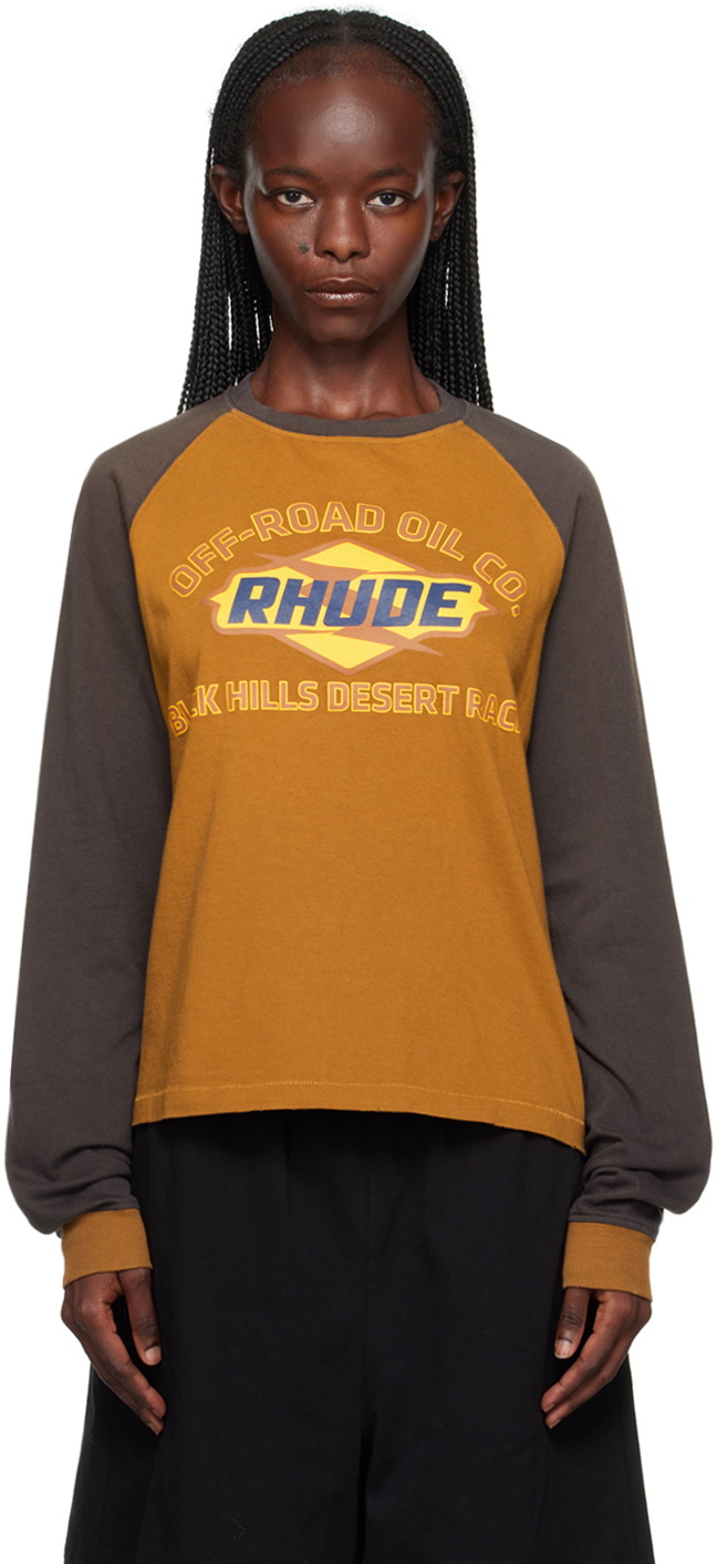 Rhude Brown 'Black Hills' Long Sleeve T-Shirt Rhude