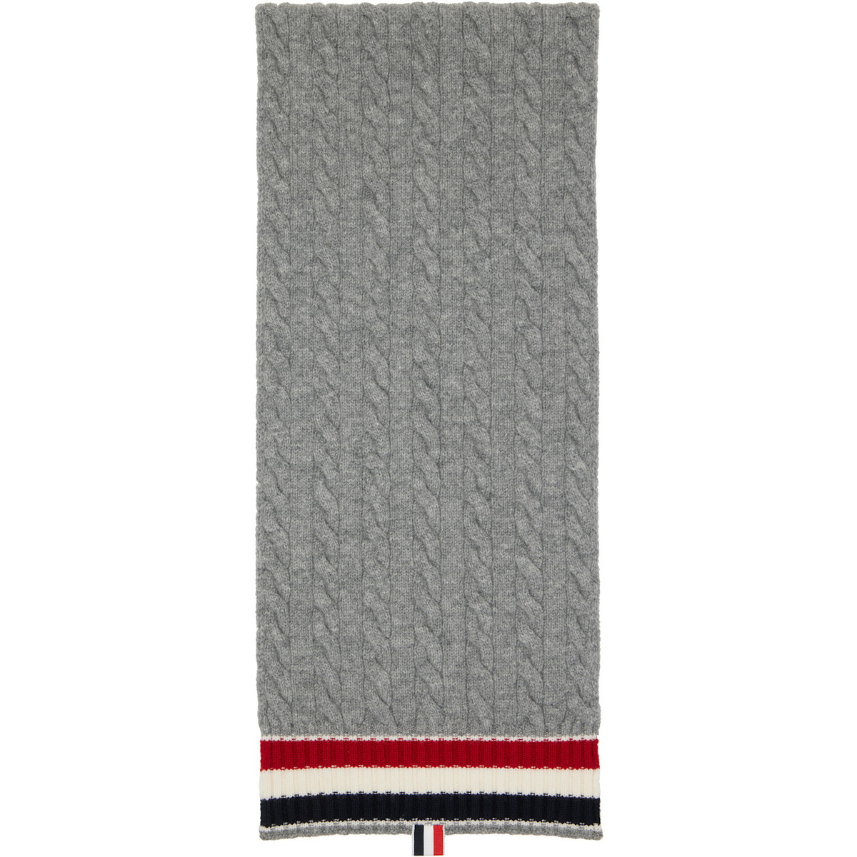 Thom Browne Gray Cable Knit Wool Scarf