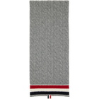 Thom Browne Gray Cable Knit Wool Scarf