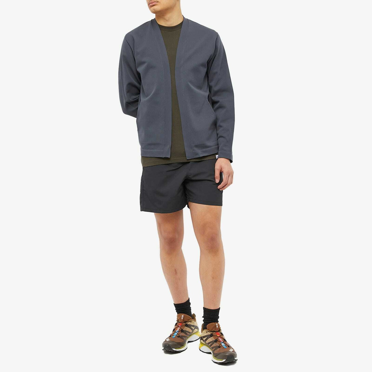 Goldwin Men's Wholegarment Cardigan in Foggy Grey