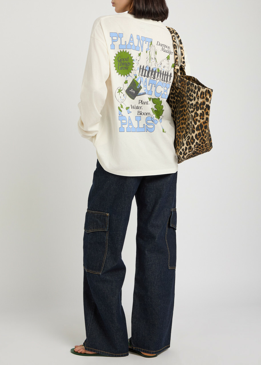 Damson Madder Plant Patch Pals Printed Cotton top Ecru