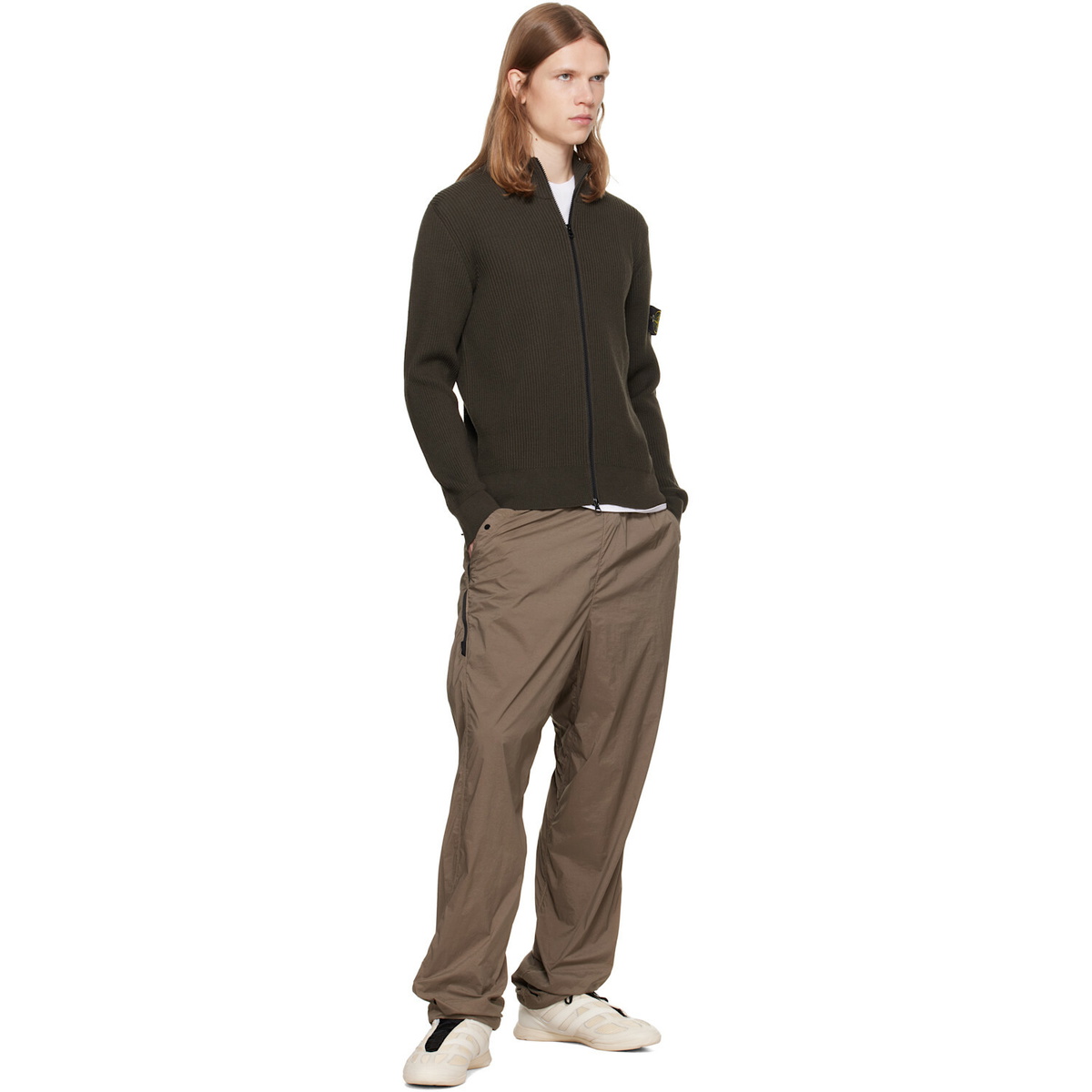 Stone Island Brown 5100017 Ribbed RWS Wool Sweatshirt