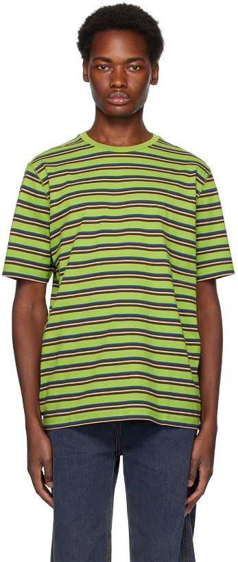 Photo: Pop Trading Company Green Striped T-Shirt