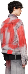 KUSIKOHC Gray & Red Padded Multi Rivet Denim Jacket