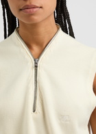 Courrèges Logo-appliqué Half-zip Wool Vest Natural