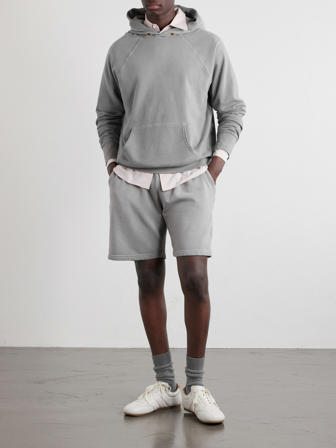 Les Tien - Rider Straight-Leg Cotton-Jersey Drawstring Shorts - Gray