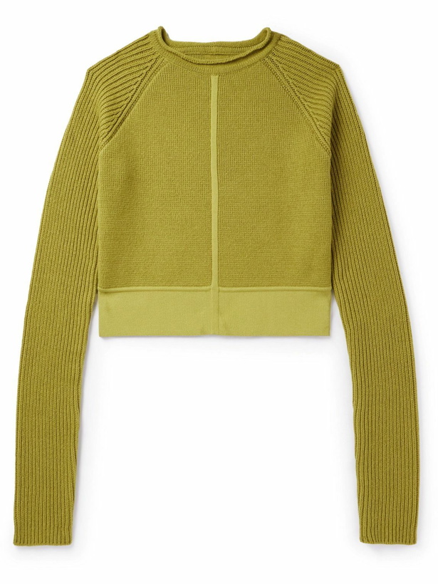Photo: Rick Owens - Cropped Ribbed Cashmere and Wool-Blend Sweater - Green