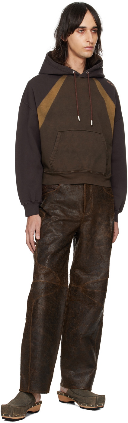 Eckhaus Latta Brown Colorblocked Hoodie