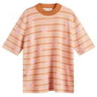 Marni Men's Striped Floral T-Shirt in Pink Gummy