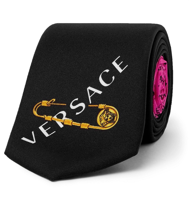 Photo: Versace - 7cm Printed Silk Tie - Black